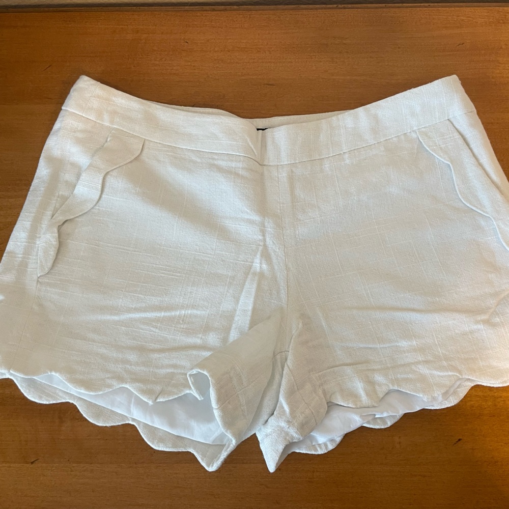 Cynthia Rowley White Scalloped Shorts